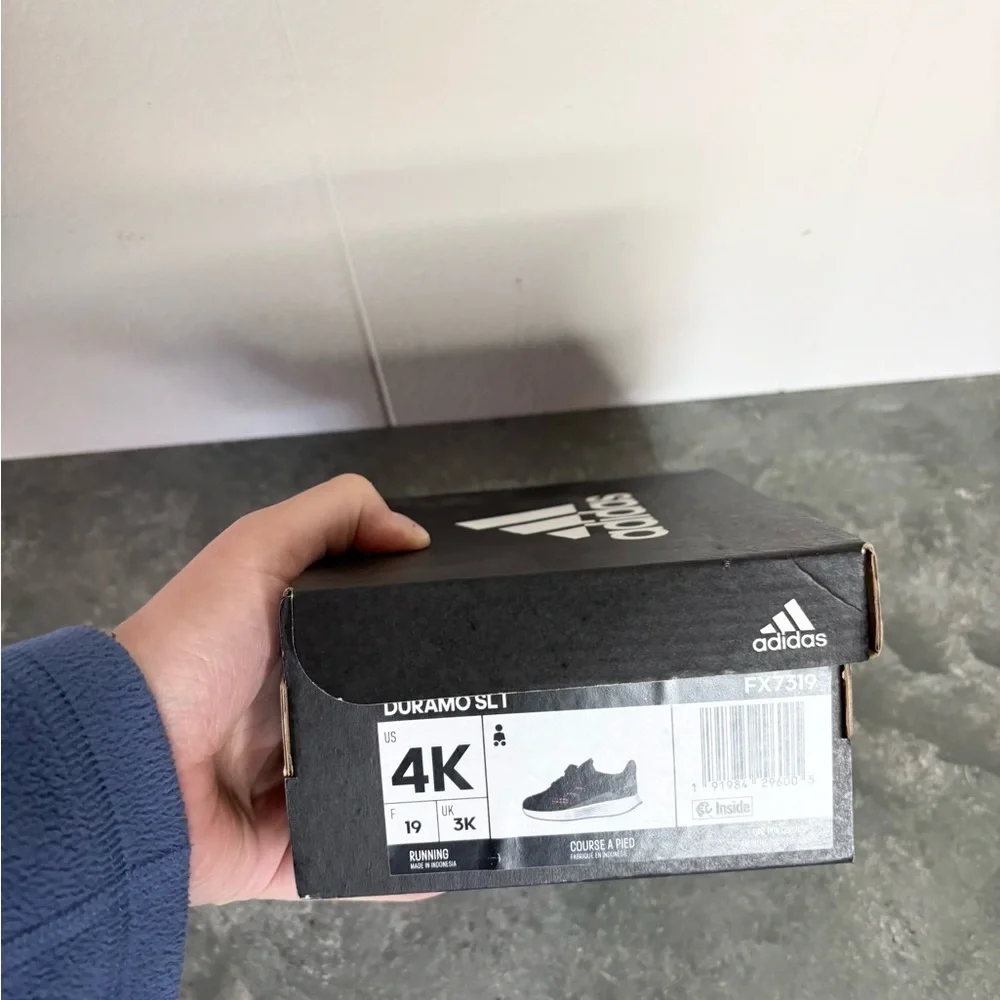Adidas duramo black infant sneakers athletic new Velcro strap unisex size 4